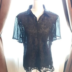Sheer Black Lace Blouse